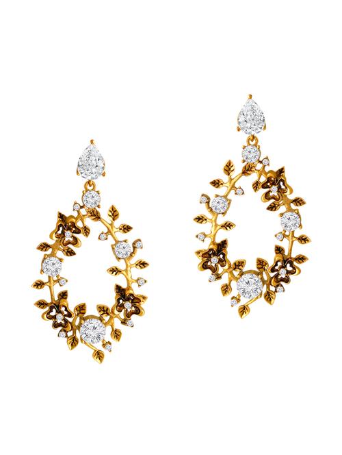 gold brass drop earrings - 13693801 - Very Small Image - 1
