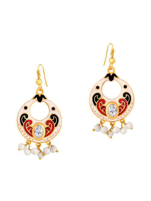 multi colored metal meenakari earrings - 13693808 - Very Small Image - 1