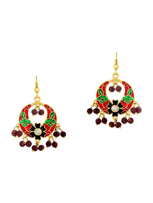 multi colored metal meenakari earrings - 13693813 - Very Small Image - 1
