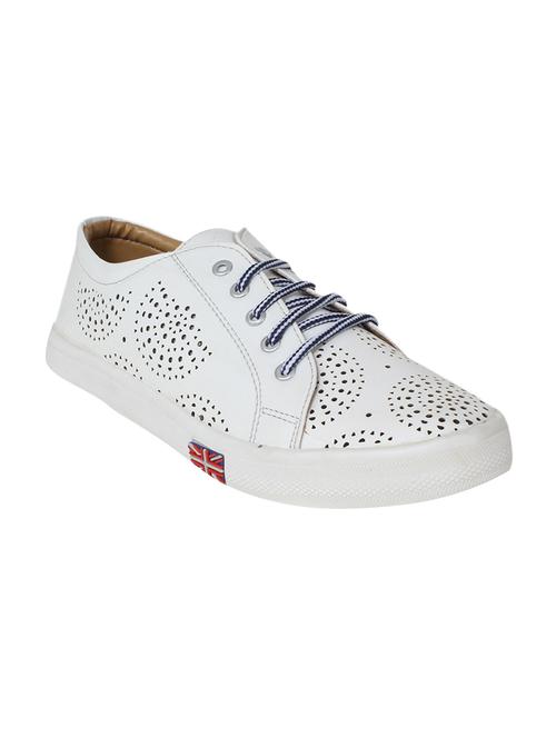 white synthetic & mesh laceup sneakers - 13694520 - Very Small Image - 1