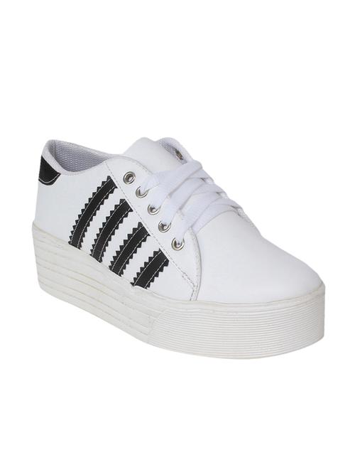 white synthetic & mesh plimsolls sneakers - 13694521 - Very Small Image - 1