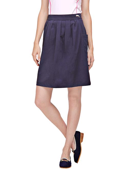 navy blue cotton pleated skirts - 13698152 - Very Small Image - 1