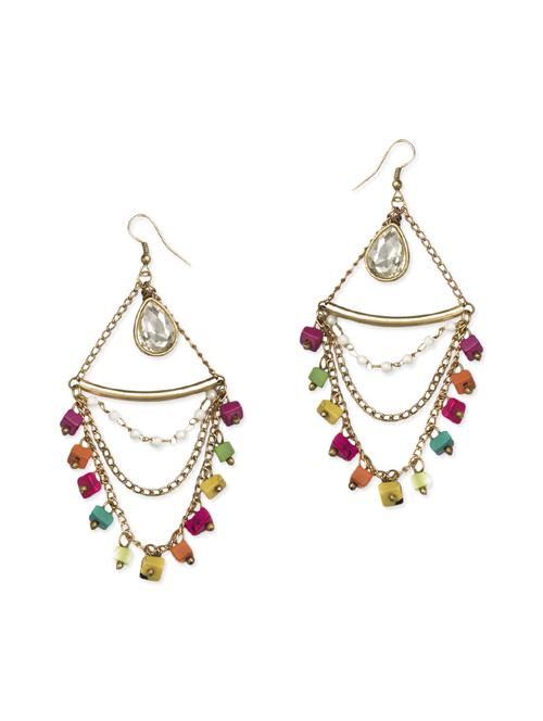 gold metal drop earring - 13698377 - Very Small Image - 1