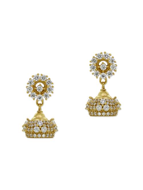 yellow silver jhumka earrings - 13710395 - Very Small Image - 1