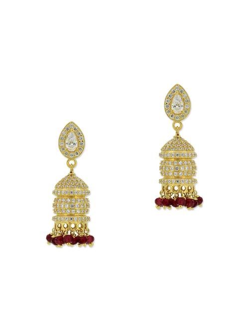 red silver jhumka earrings - 13710396 - Very Small Image - 1