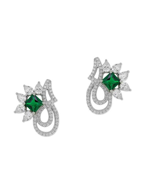 green silver studs earrings - 13710401 - Very Small Image - 1