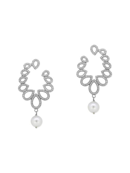 white silver drop earrings - 13710402 - Very Small Image - 1