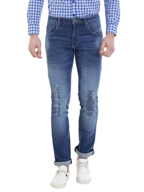 blue cotton ripped jeans - 13710874 - Very Small Image - 1