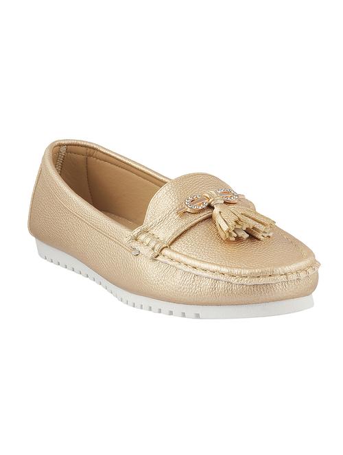 gold leatherette slip on moccasins - 13711538 - Very Small Image - 1