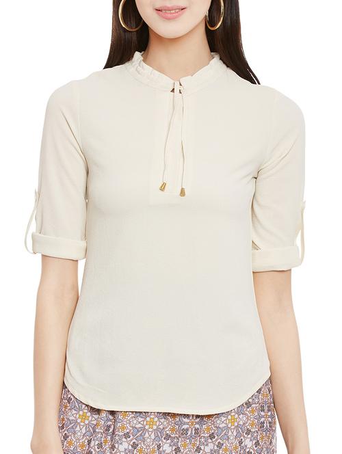 solid beige viscose top - 13711874 - Very Small Image - 1