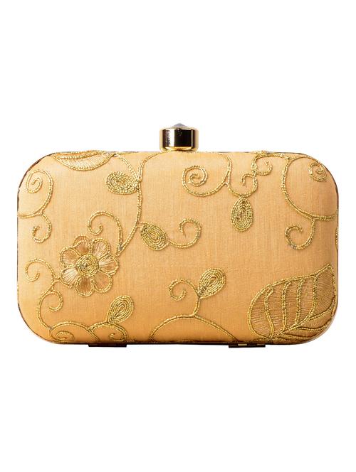 gold polyester box clutch - 13729338 - Very Small Image - 1