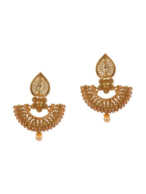 gold metal drop earrings - 13730000 - Very Small Image - 1