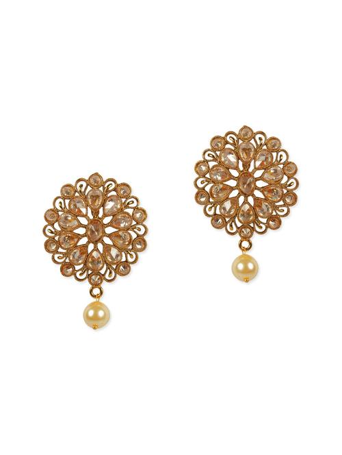 golden metal drop earrings - 13730001 - Very Small Image - 1