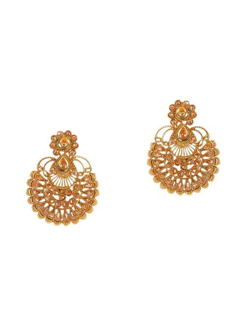 golden metal drop earrings - 13730052 - Very Small Image - 1