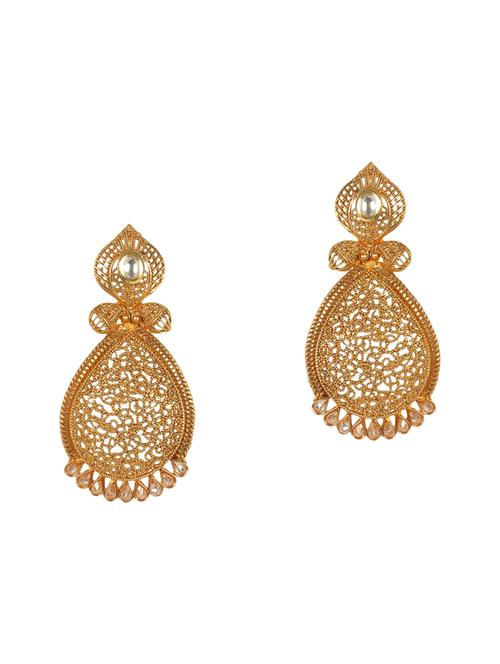 golden metal drop earrings - 13730053 - Very Small Image - 1