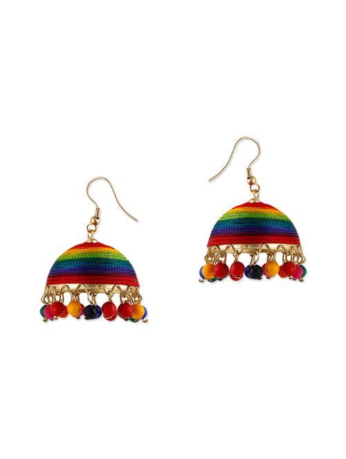 multi colored metal jhumka earrings - 13744888 - Very Small Image - 1