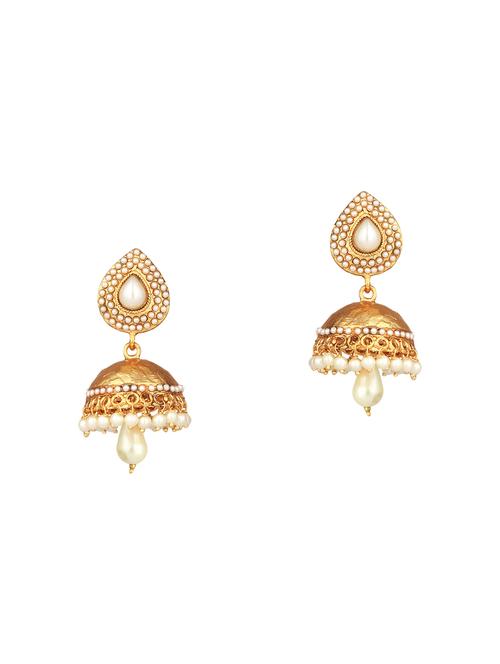 gold copper jhumka earrings - 13746009 - Very Small Image - 1