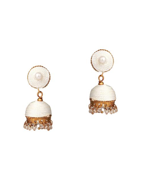 white copper white jhumka earrings - 13746019 - Very Small Image - 1