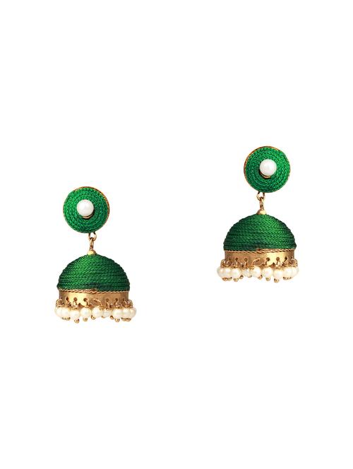 green copper jhumka earrings - 13746021 - Very Small Image - 1