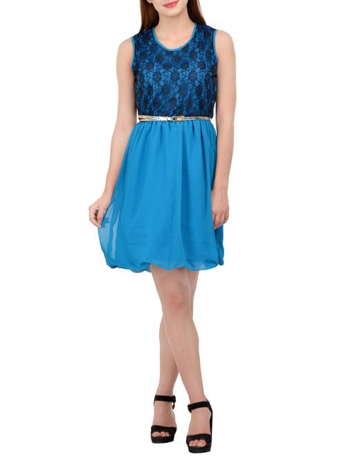 women's fit & flare self design dress - 13746582 - Very Small Image - 1