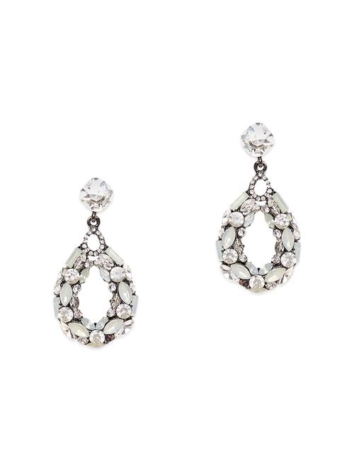 white metal drop earrings - 13746643 - Very Small Image - 1