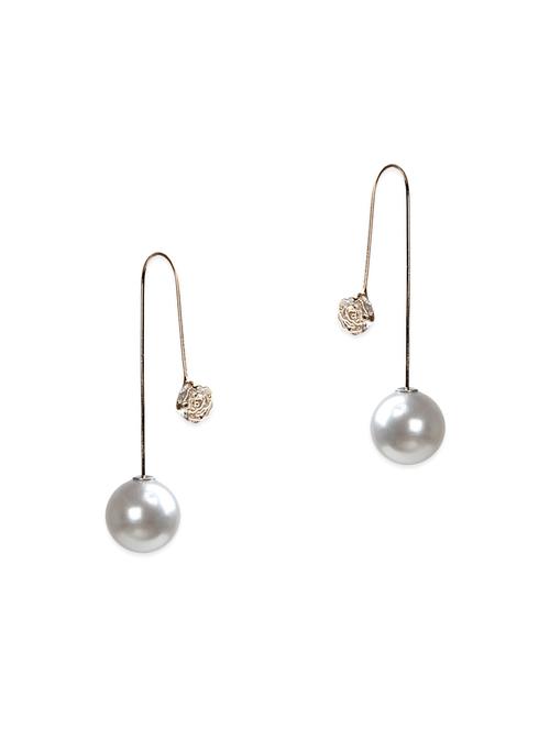 white metal drop earring - 13746644 - Very Small Image - 1