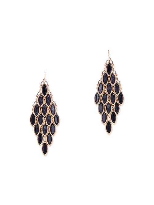 black gold tone stone earrings - 13746660 - Very Small Image - 1