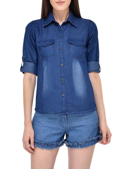 blue denim regular shirt - 13747438 - Very Small Image - 1