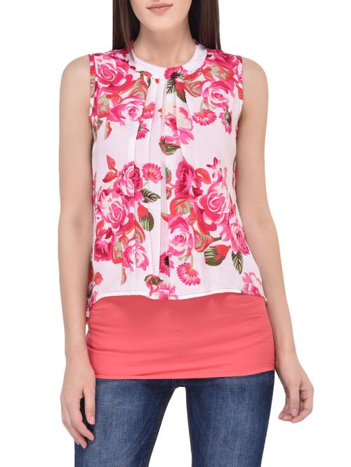 pink polycrepe layered top - 13747462 - Very Small Image - 1