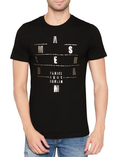 black cotton printed t-shirt - 13747791 - Very Small Image - 1