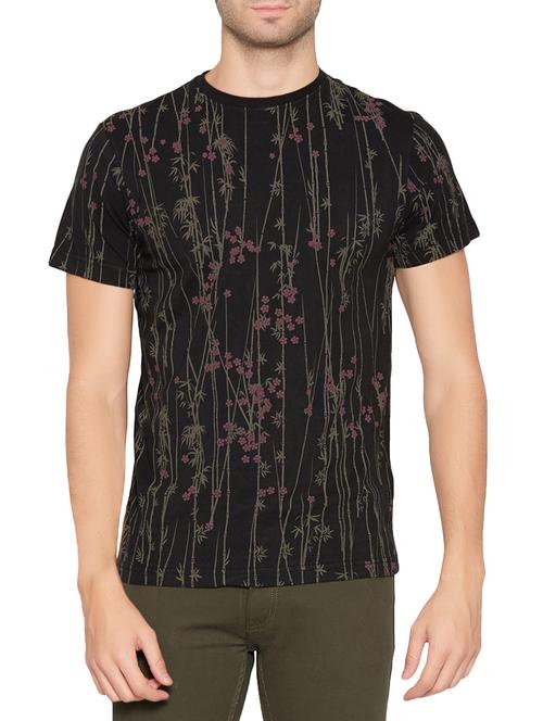 black cotton floral t-shirt - 13747802 - Very Small Image - 1