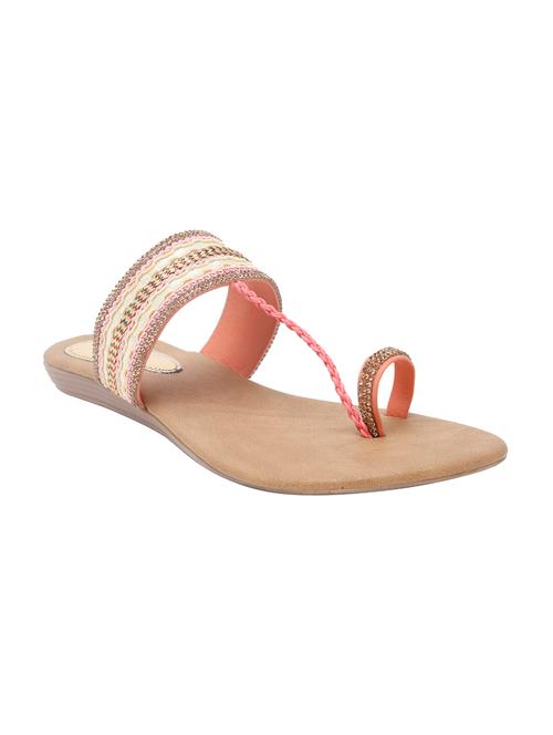 pink one toe kolhapuri - 13753076 - Very Small Image - 1