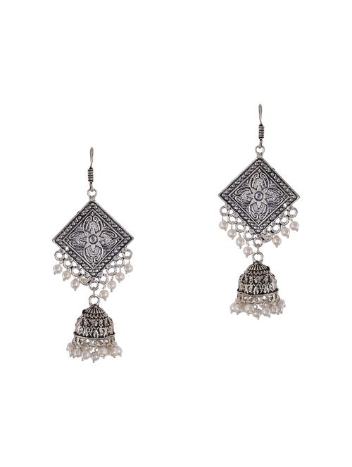 white metal jhunka earrings - 13753441 - Very Small Image - 1