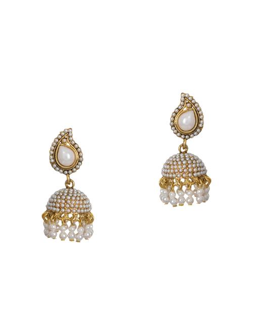 gold metal jhumka earrings - 13753575 - Very Small Image - 1
