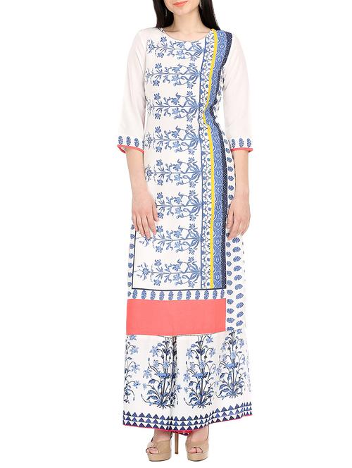 multi coloured rayon printed straight kurta - 13756163 - Very Small Image - 1