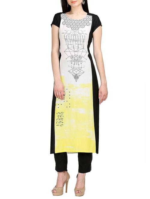 multi coloured rayon printed long kurta - 13756165 - Very Small Image - 1