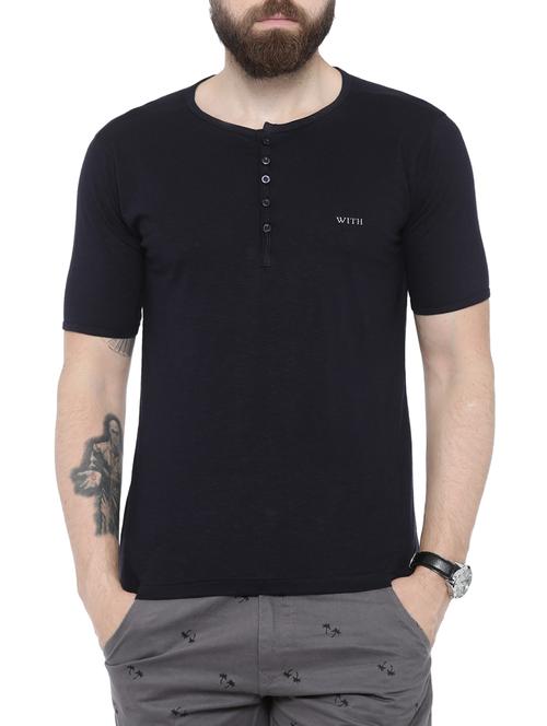 navy blue cotton tshirt - 13762965 - Very Small Image - 1