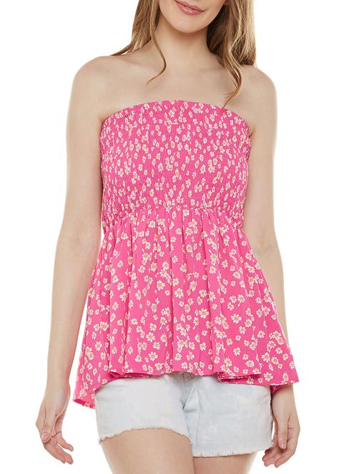 pink printed poly crepe top - 13765925 - Very Small Image - 1