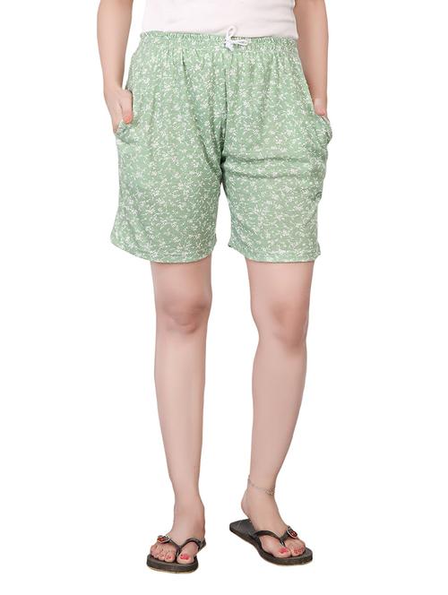 green printed cotton shorts - 13773654 - Very Small Image - 1