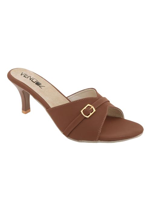 brown faux leather slip on sandals - 13776148 - Very Small Image - 1
