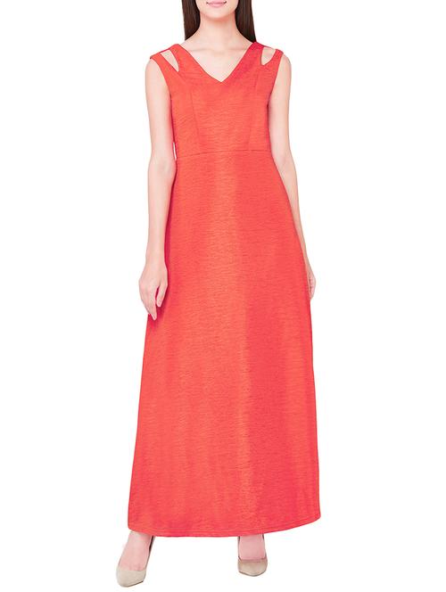 And red polyester maxi dress - 13785689 - Very Small Image - 1