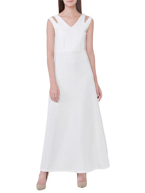 and white polyester maxi dress - 13785691 - Very Small Image - 1
