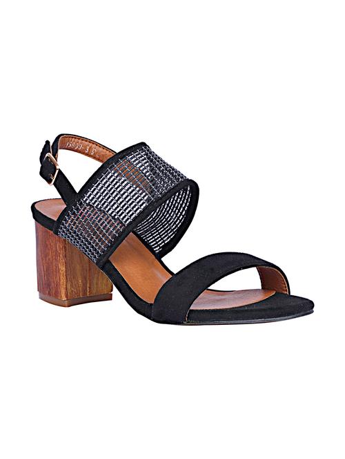 black faux leather back strap sandals - 13787772 - Very Small Image - 1