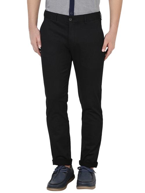 black cotton chinos casual trousers - 13787982 - Very Small Image - 1