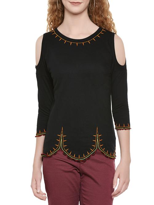 cold shoulder embroidered top - 13788138 - Very Small Image - 1