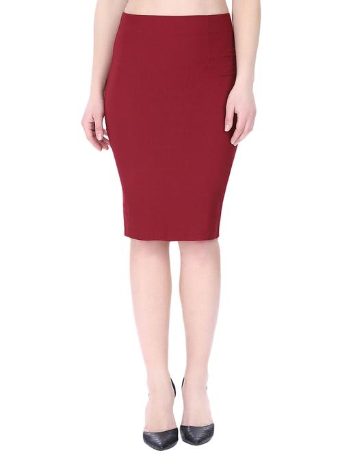maroon lycra pencil skirt - 13788874 - Very Small Image - 1