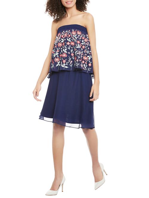 navy blue off shoulder dress - 13800450 - Very Small Image - 1