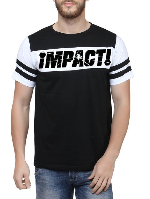 black cotton chest print tshirt - 13808505 - Very Small Image - 1