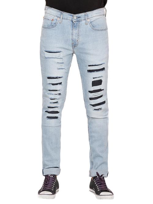blue denim patched jeans - 13810287 - Very Small Image - 1