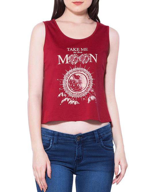 maroon cotton crop top - 13810572 - Very Small Image - 1